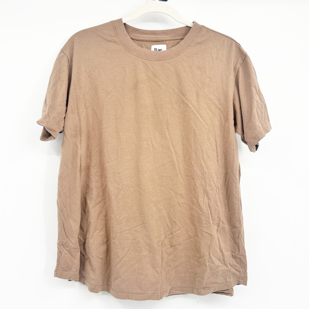 Bae.‎ Womens Brown Cotton Modal Minimalist Basic Short Sleeve Tee Shirt Size S